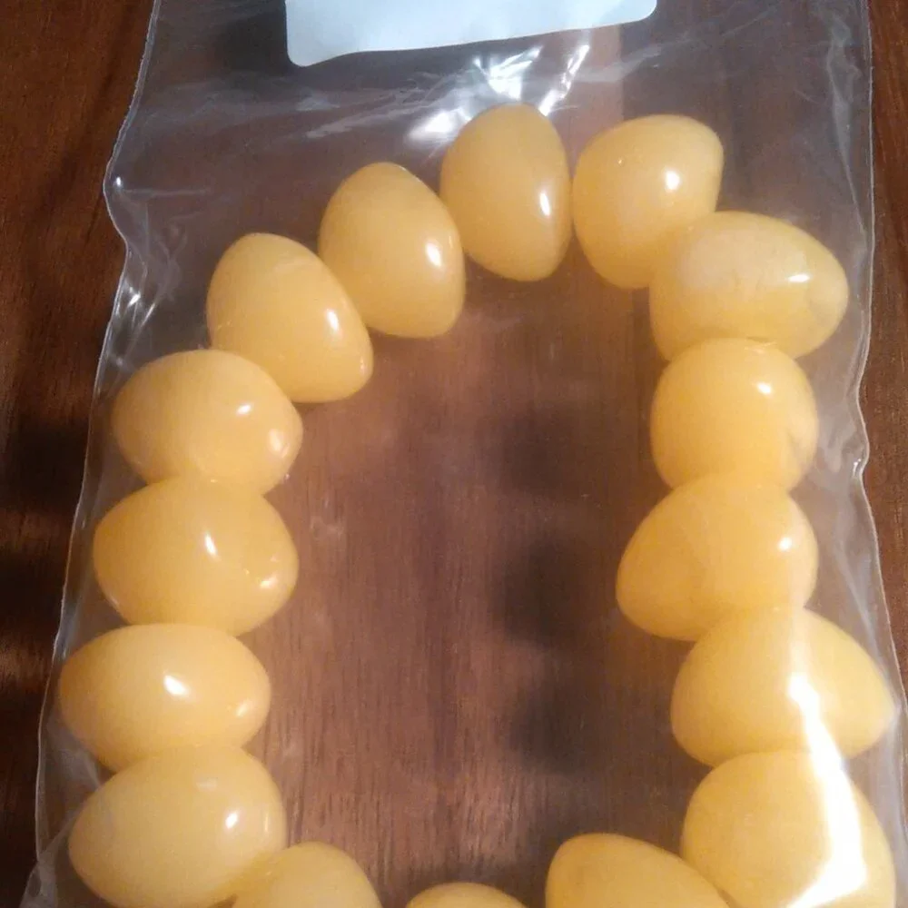 Golden Color Lab Created Light Amber Nuggets Stretch Bracelet